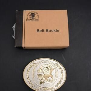 North American hunting club life member belt buckle